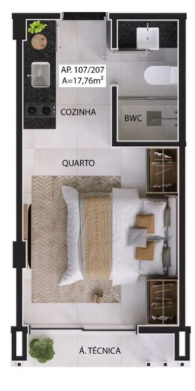 Imagem Flat com 1 dormitório à venda, 19 m² por R$ 305.132,00 - Manaíra - João Pessoa/PB