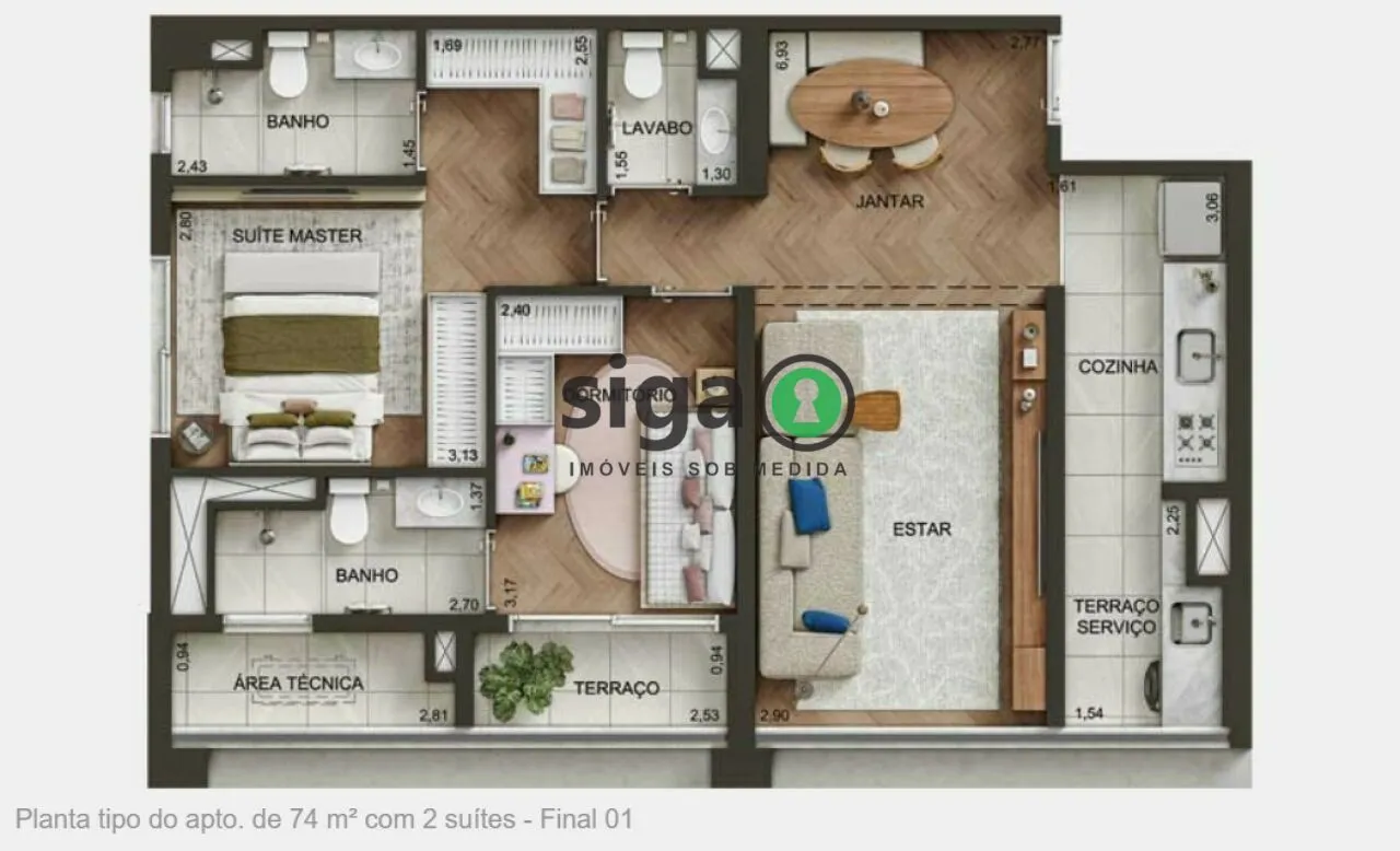 Imagem Apartamento para venda na Chácara Santo Antônio 02 suítes, São Paulo - SP