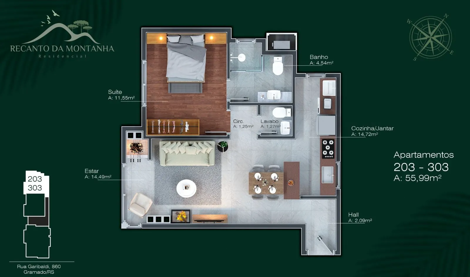 Imagem Apartamento à venda em Gramado, Centro, com 2 quartos, 94.05m2
