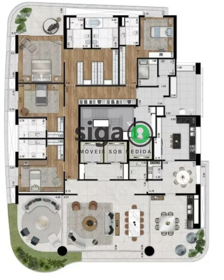 Imagem Apartamento à venda no Itaim Bibi com 4 Suítes e 5 Vagas - São Paulo