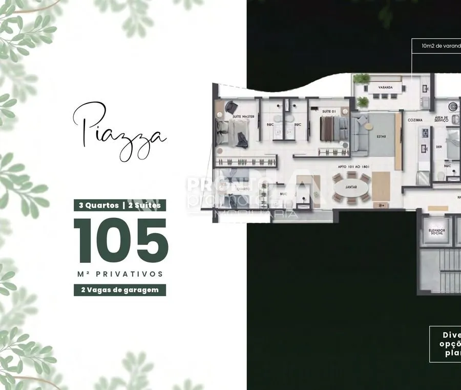 Imagem Apartamento de 3 quartos, 105m² no bairro Parnamirim, em Recife