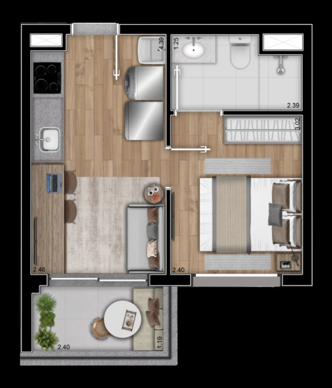 Imagem Apartamento à venda no Brooklin Paulista, São Paulo-SP: 1 quarto, 1 banheiro, 28m² de área - Edifício Uwin Brooklin.