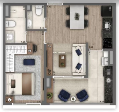 Imagem Cyrela Vila Mariana For You - Cyrela: Apartamento à Venda na Vila Mariana, São Paulo-SP: 1 Quarto, 1 Suíte, 2 Salas, 2 Banheiros, 1 Vaga, 46m². Cyrela