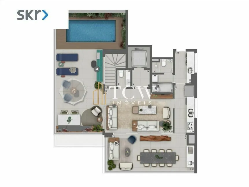 Imagem Apartamento Cobertura Duplex 252,53m2 - 3 suítes