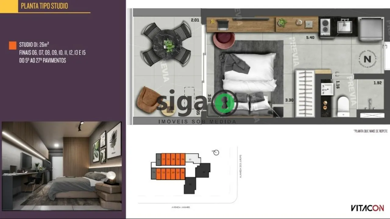Imagem Apartamento Studio para venda em Moema, São Paulo - SP