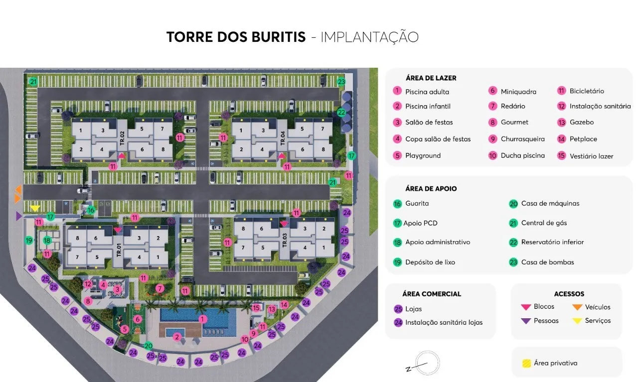 Imagem Apto 2 Qtos 1 Vaga 45,46m² Cond Torres do Buritis Samambaia