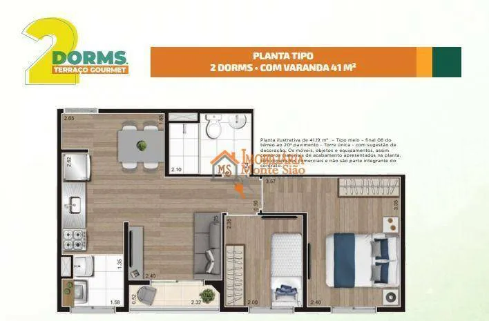 Foto do imóvel Apartamento com 2 dormitórios à venda, 41 m² por R$ 330.100,00 - Picanco - Guarulhos/SP