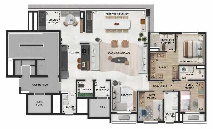 Imagem Canta, o melhor lugar é aqui. Apartamentos de 148m² e 191m², torre única, 3 ou 4 suítes (opçã...