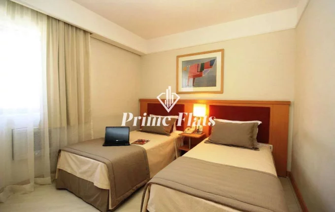 Imagem Flat disponível para venda no Hotel Bienal Suítes, com 28m², 1 dormitório e 1 vaga de garagem