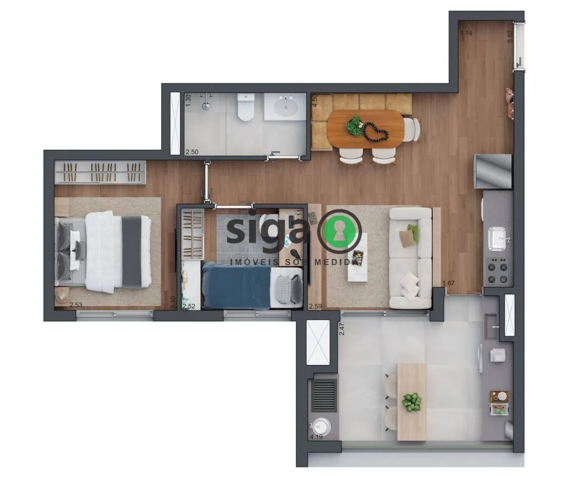 Imagem Apartamento 60 m² | Brooklin Moderno 2 dormitórios e vaga a 350 metros do Metrô