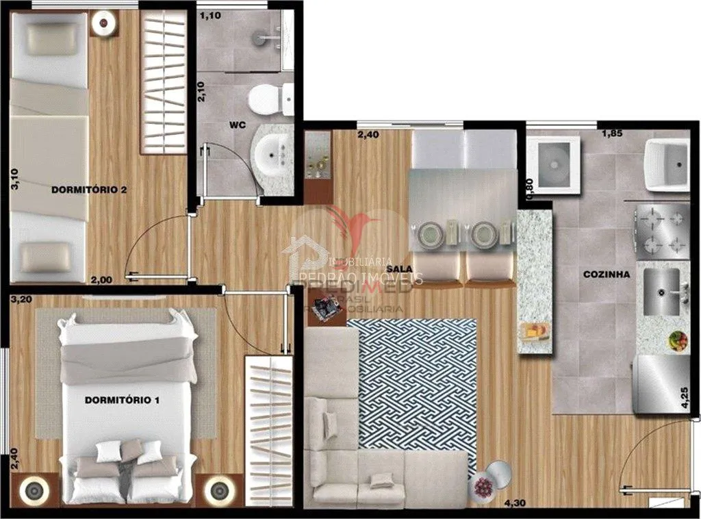 Imagem Apartamento de 2 quartos, 38m² no bairro Centro, em Lençóis Paulista
