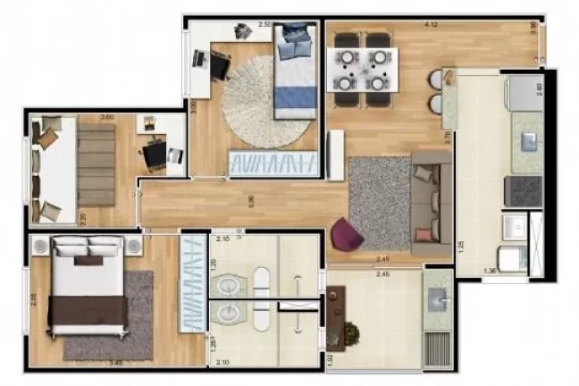 Imagem PIEMONTE - MBIGUCCI - Apto de 58m², 3 dorms, 1 suíte, com fácil acesso à Bandeirantes!!