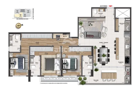 Imagem Apartamento à venda com 3 quartos 3 suítes, 119m² em Kobrasol São José