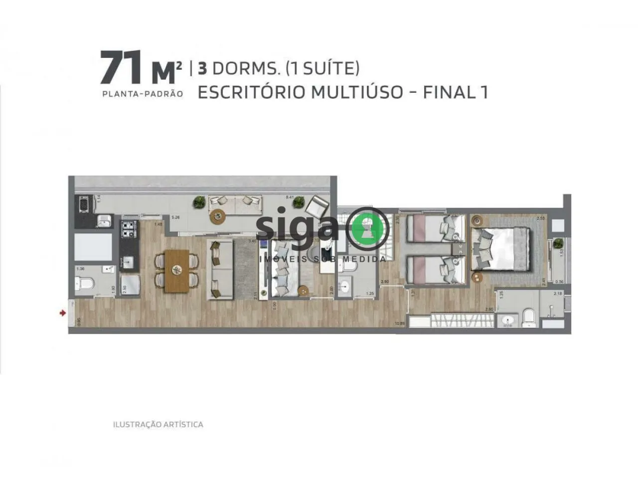 Imagem Apartamento para venda no Brooklin com 2 quartos / 2 suítes