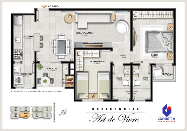 Imagem Apartamento com 3 Quartos à Venda, 80 m²em Centro - Araranguá