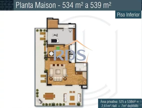 Imagem Vende um luxuoso e confortável apartamento Garden duplex com 540m² de área útil, no piso superior tem 3 suítes