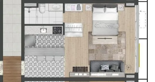 Imagem Estúdio 38m² 1 dormitório no bairro Partenon