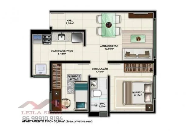 Imagem Apartamento 2 Quartos para Venda em Teresina, Dirceu, 2 dormitórios, 1 banheiro, 1 vaga