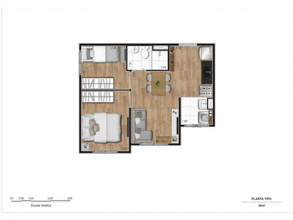 Imagem Apartamento com 2 Quartos à Venda, 37 m² em Cidade Satélite Santa Bárbara - São Paulo