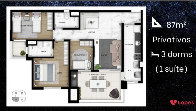 Imagem Apartamento com 3 Quartos à Venda, 87 m² em Vila Bastos - Santo André