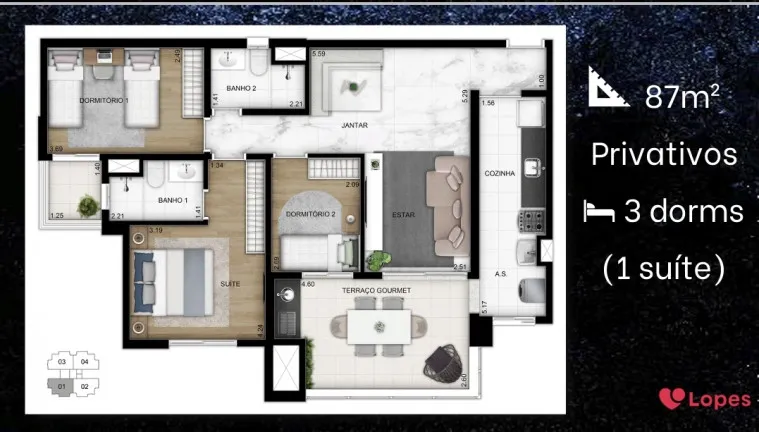 Imagem Apartamento com 3 Quartos à Venda, 87 m² em Vila Bastos - Santo André