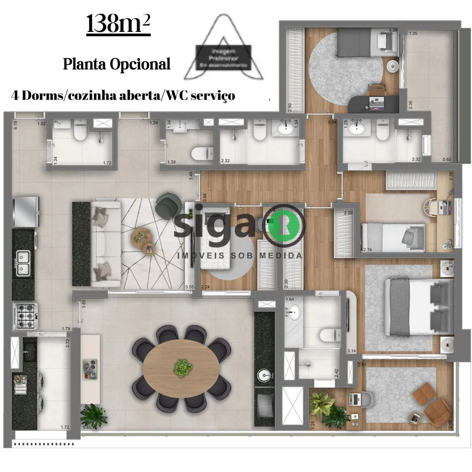 Imagem Apartamento 138 m² com 4 quartos 2 suítes e 2 vagas no melhor ponto do Brooklin