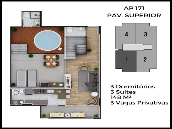 Imagem Cobertura com 3 dorms, Canto do Forte, Praia Grande - R$ 1.4 mi, Cod: 2752