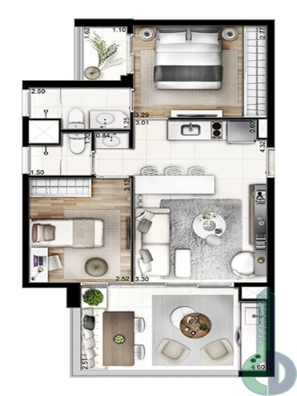 Imagem Apto 2 qtos c/ suíte, 1 vaga no Condomínio Mondial Home São Bernardo do Campo - Centro SP - 62m²