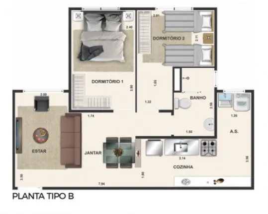 Apartamento com 2 Quartos à Venda, 52 m² em Jardim de Lourdes - Embu das Artes