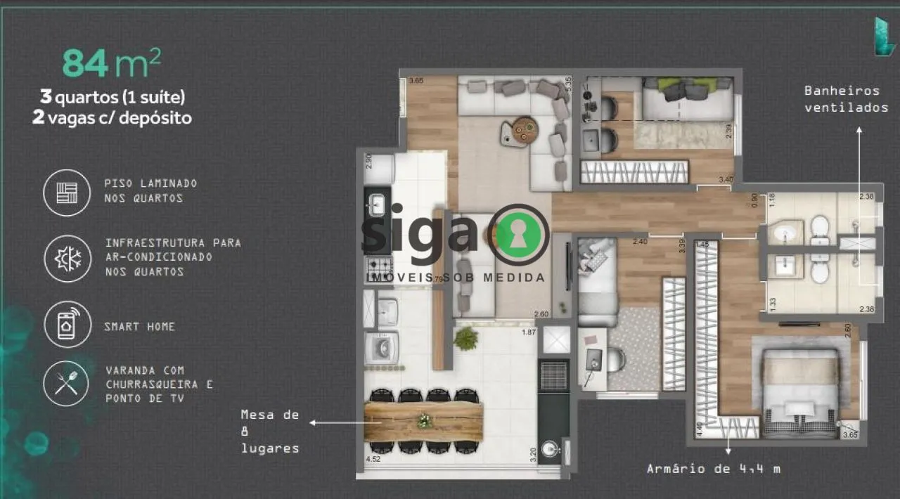 Imagem Apartamento à venda 3 quartos, 1 suíte, 2 vagas Panamby