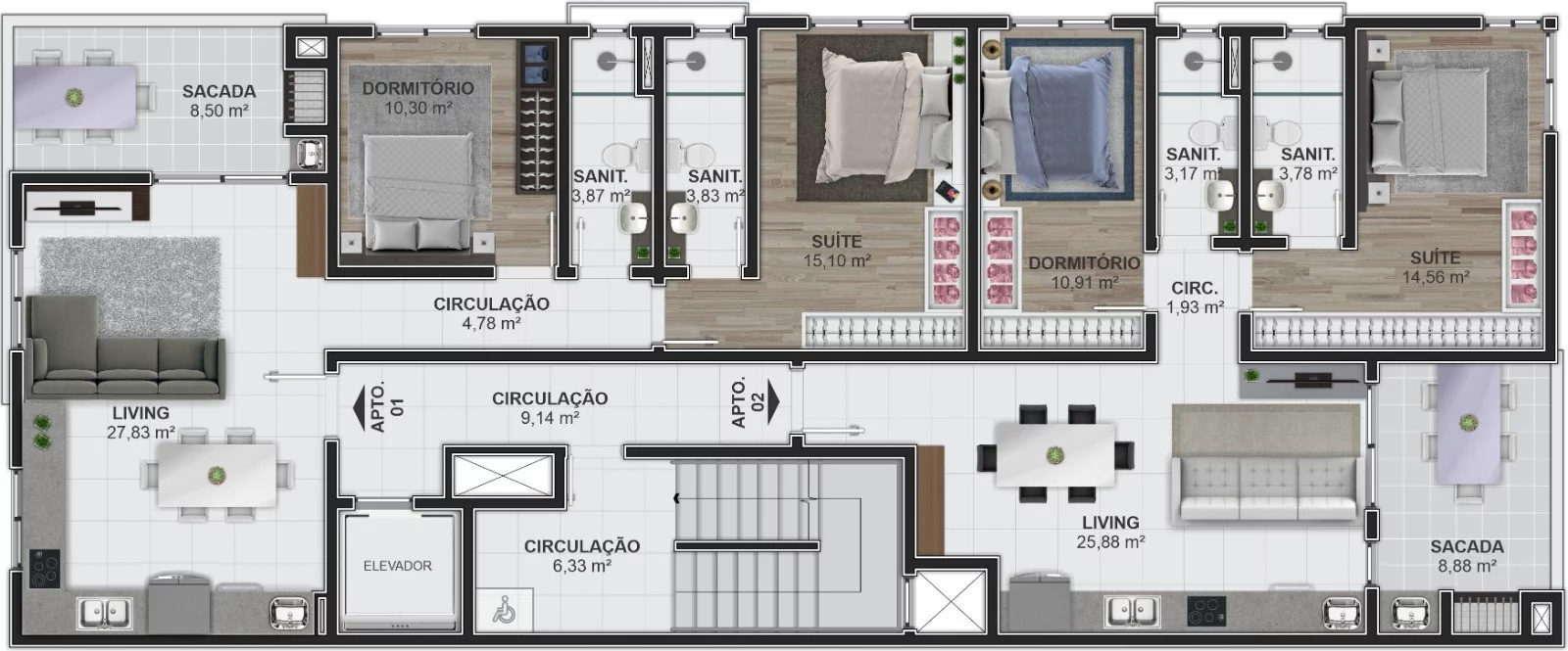 Imagem Apartamento 2 quartos sendo 1 suíte para venda no bairro Panazzolo em Caxias do Sul