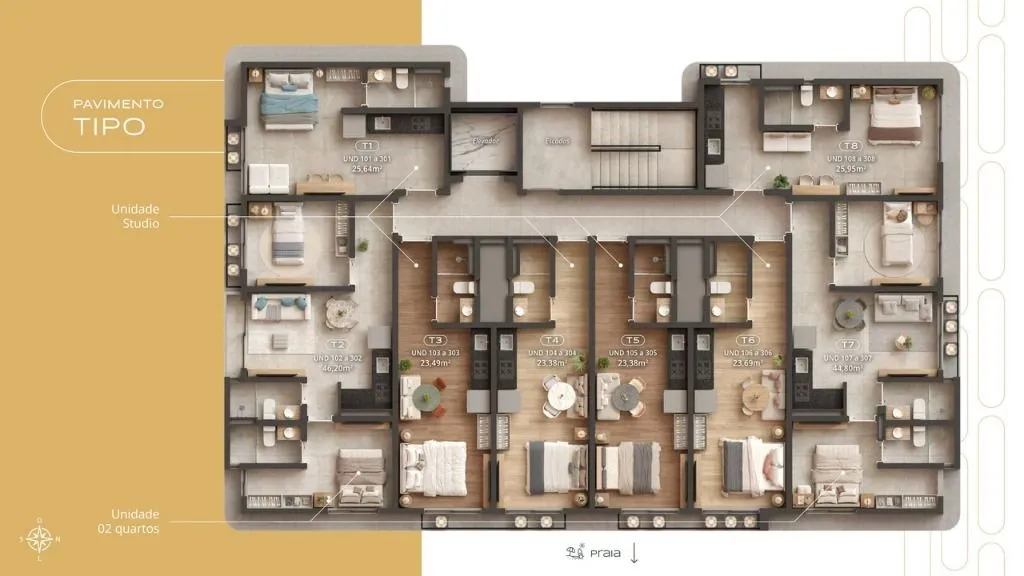 Imagem Flat com 1 dormitório à venda, 25 m² por R$ 248.999,00 - Recanto do Poço - Cabedelo/PB