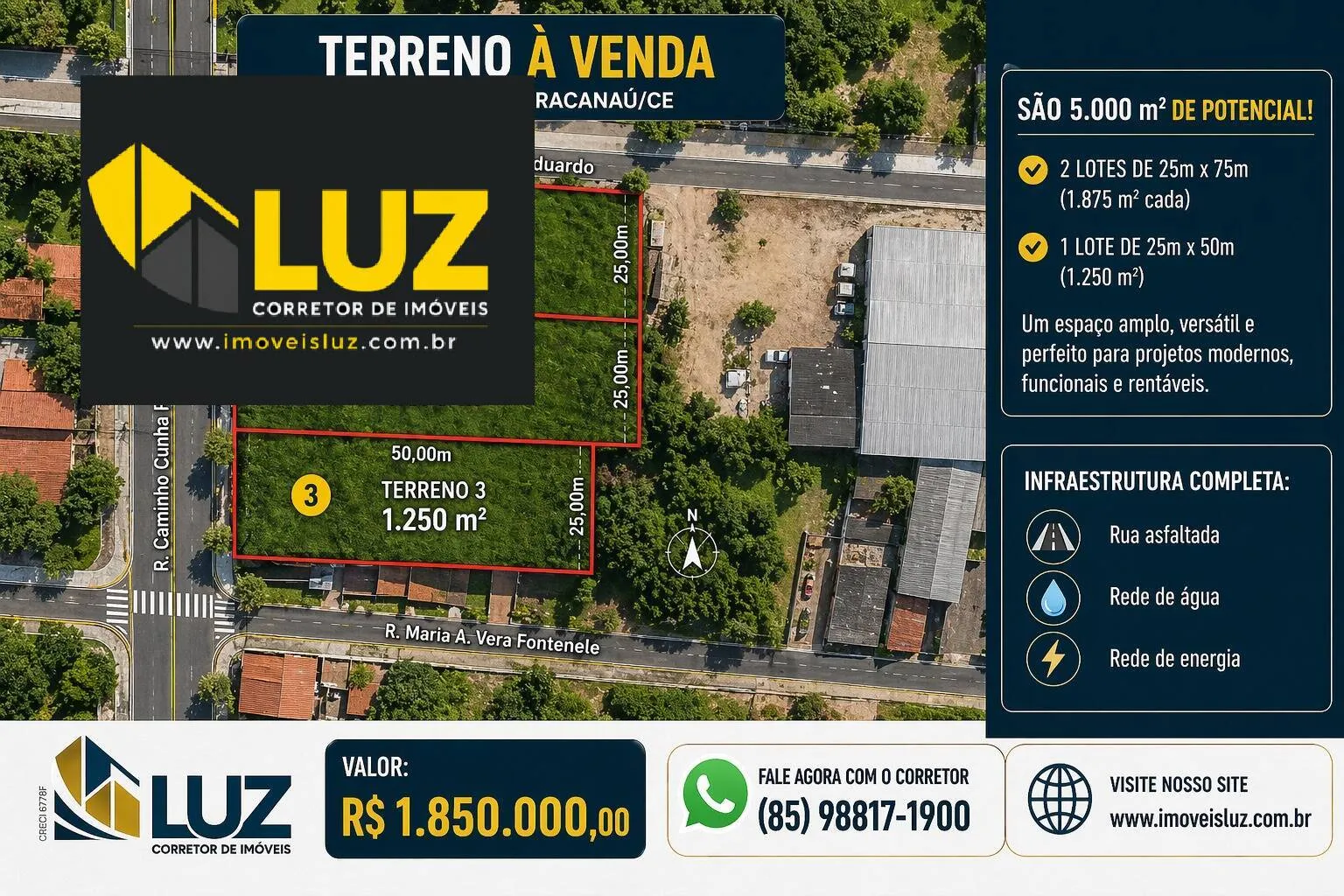 Foto do imóvel TERRENO ESTRATÉGICOS NO JAÇANAÚ, EM MARACANAÚ, IDEAL PARA CONDOMÍNIO!