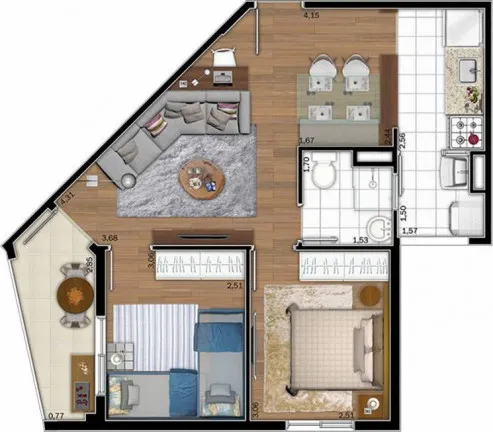 Imagem Apartamento com 2 Quartos à Venda, 51 m²em Jardim Monte Alegre - Taboão da Serra