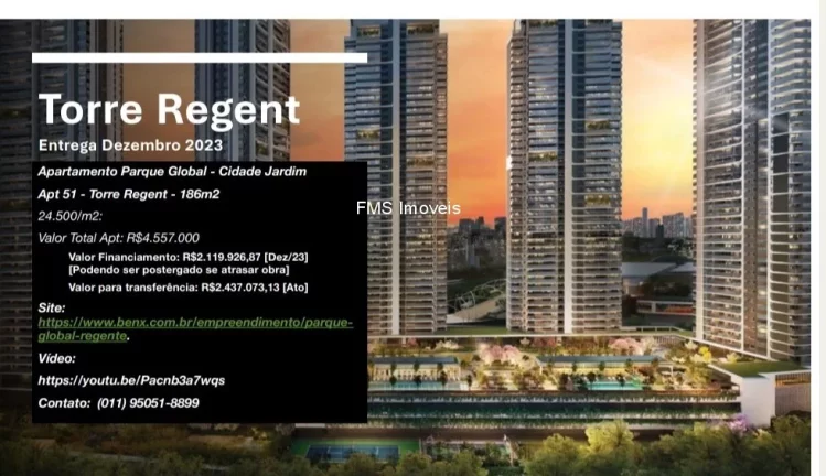 Imagem Venda de Apartamento de 3 Suítes em Cidade Jardim, São Paulo - 186m² - 3 Vagas de Garagem
