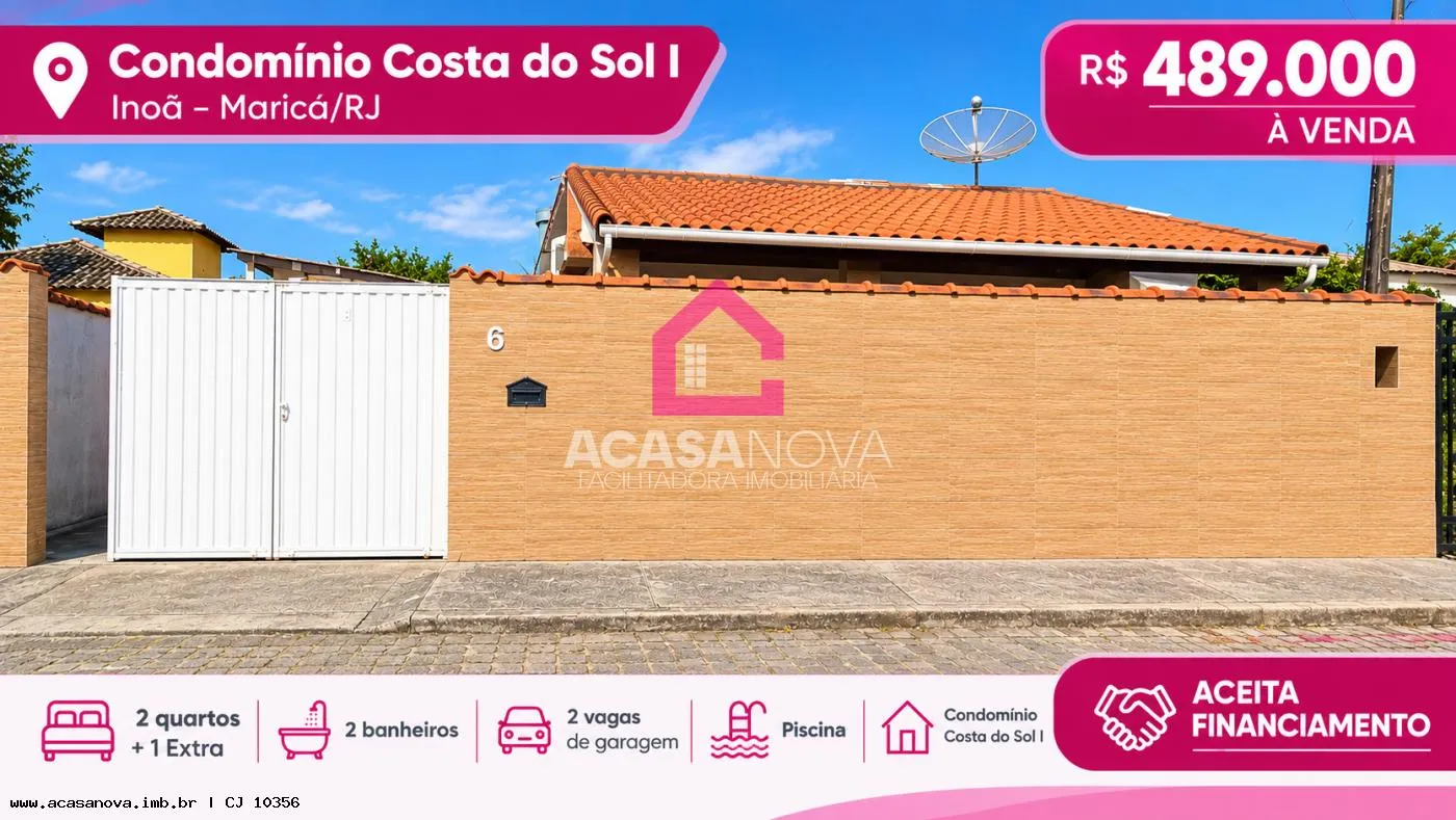 Foto do imóvel Casa para Venda em Maricá, Chácaras de Inoã, 2 dormitórios, 2 banheiros, 1 vaga em Avenida Carlos Marighella, 309 - Chácaras de Inoã, Maricá - RJ