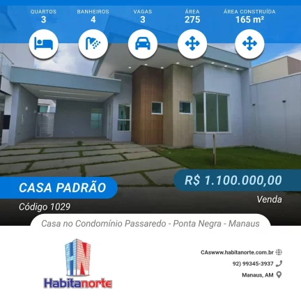 Foto do imóvel CASA NO CONDOMÍNIO PASSAREDO - PONTA NEGRA