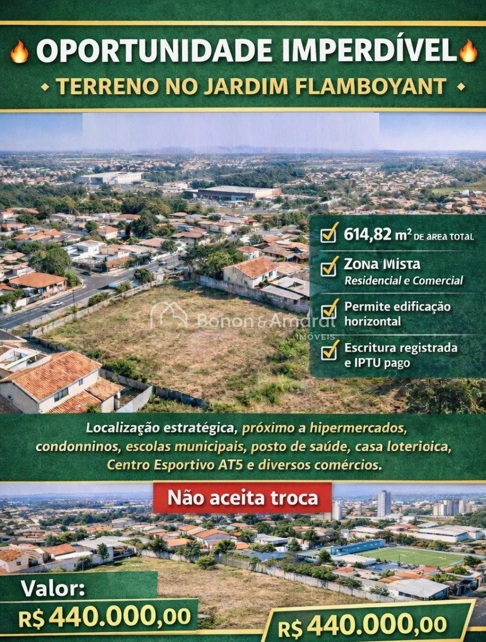 Foto do imóvel Terrenos à venda no Jardim Flamboyant - Paulínia/SP | Zona mista | Excelente localização em Rua Avelino Beraldo, 337 - Jardim Flamboyant, Paulínia - SP