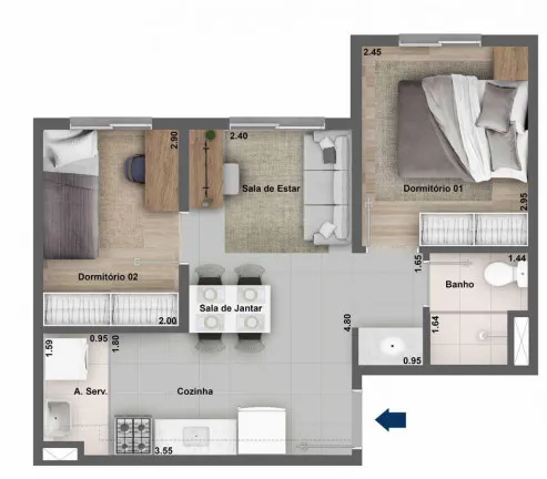 Imagem Apartamento com 2 Quartos à Venda, 40 m² em Jaguaré - São Paulo