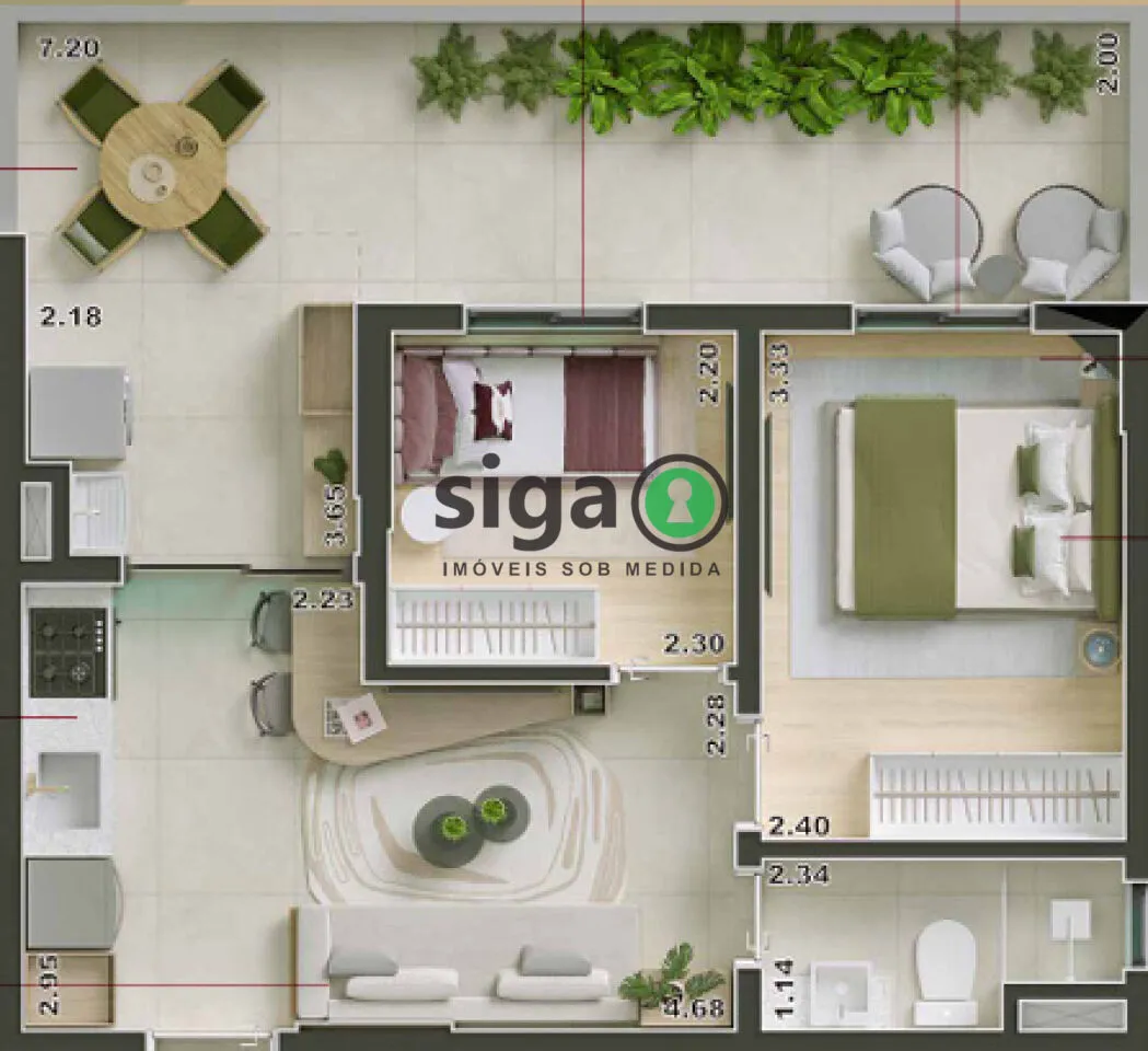 Imagem Apartamento á Venda em Mirandópolis - 2 quartos
