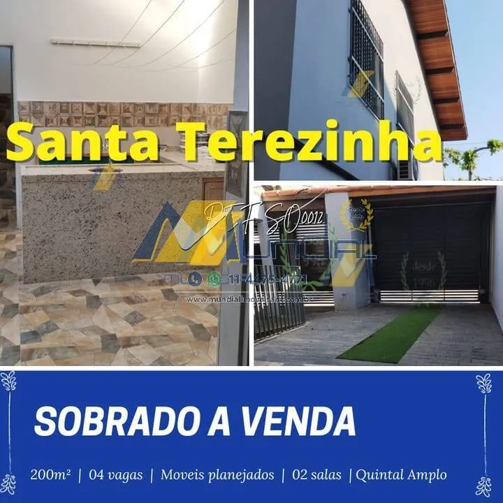 Imagem VENDO SOBRADO EM SANTO ANDRÉ -SANTA TEREZINHA - 3 DORMS