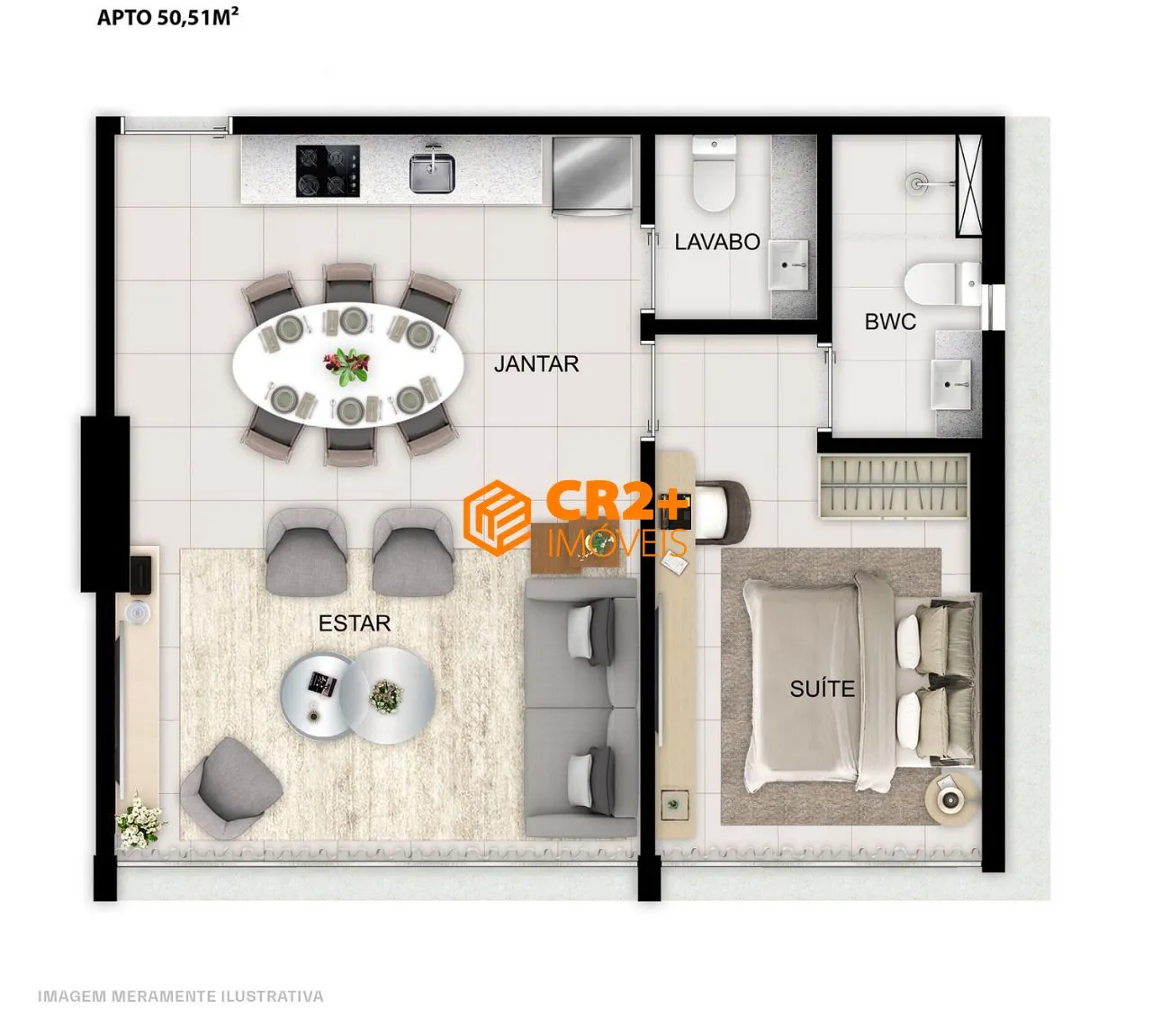 Imagem Flat a Venda 51m2 com 1 Quartos, 1 Suíte, em Boa Viagem.