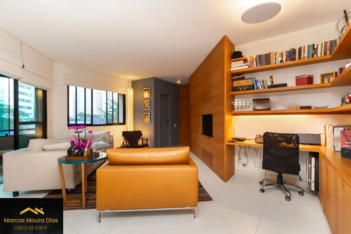 Imagem apartamento de 120m² com 3 dormitórios, sendo 1 suíte, sala para dois ambientes e 2 vagas. Edifício com Lazer e Portaria 24 hs