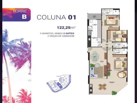 Imagem Lançamento Apartamento com 3 quartos e 1 suíte na praia com venda facilitada