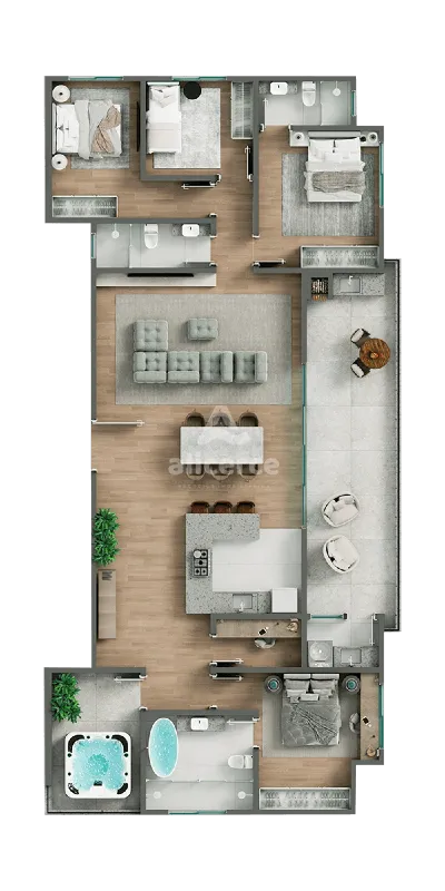 Imagem Apartamento à venda com 2 quartos 1 suíte, 85,37m² em Centro Biguaçu