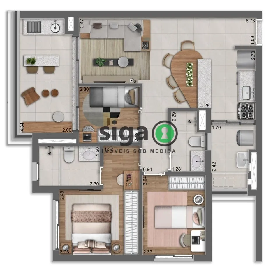 Imagem Apartamento a venda no Alto da Boa Vista com 2 quartos