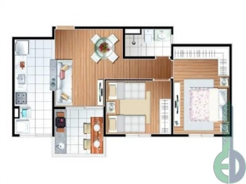 Imagem Alugue agora um apartamento de 2 quartos na Silveira, Santo André-SP: 54m², 1 vaga de garagem no Residencial Conquista Aramaçan!
