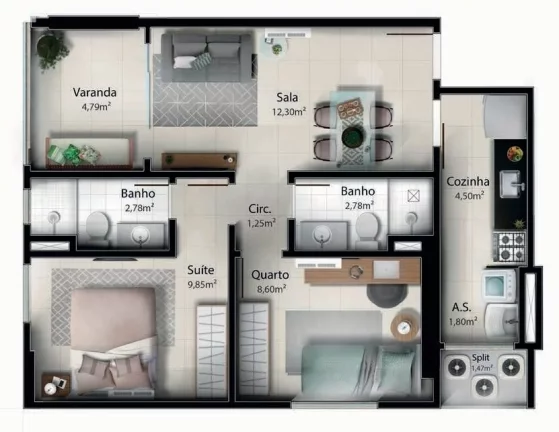 Imagem Apartamento com 2 dormitórios à venda, 57 m² por R$ 635.000,00 - Jockey de Itaparica - Vila Velha/ES