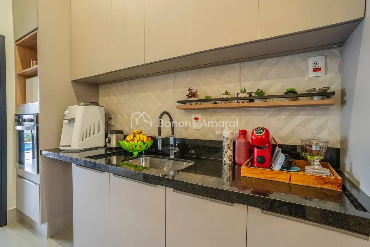 Imagem Casa à venda em condomínio, em Paulínia, 3 suites, closet, lavabo, escritório, 4 vagas, aquecimento solar, piscina com cascata,fino acabamento.
