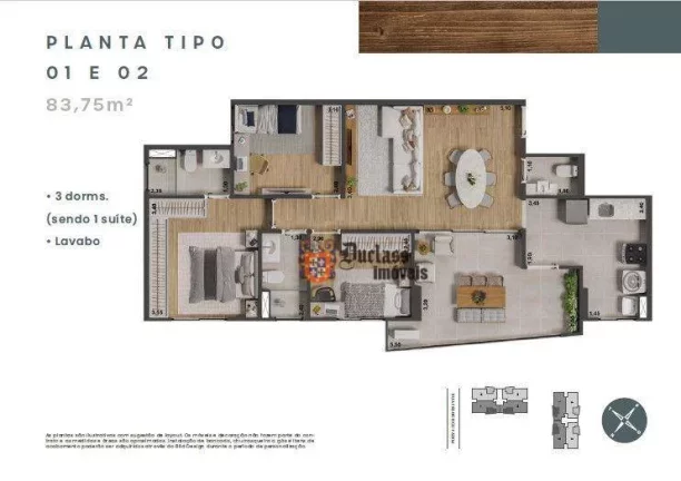 Imagem Apartamento com 2 dormitórios à venda, 83 m² por R$ 706.282,55 - Morumbi - Paulínia/SP